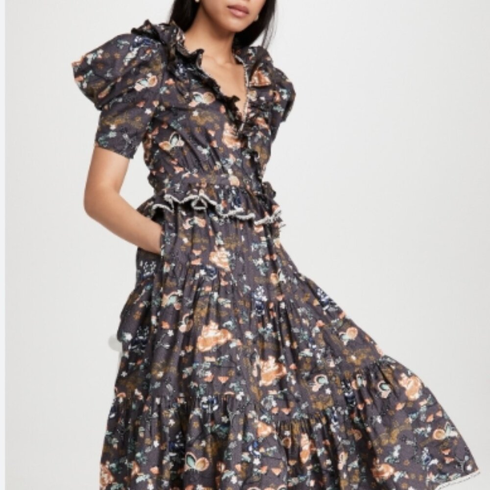 NWOT ULLA JOHNSON Olga Midi Dress in Wildwood XS $695